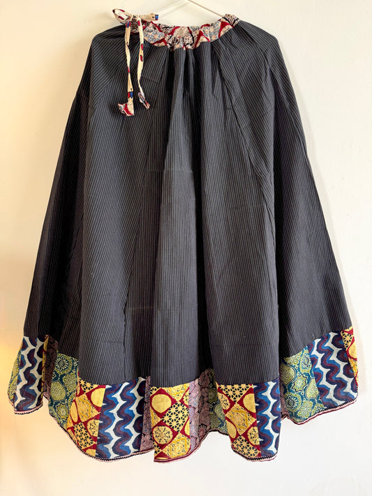 🌻Navrang ~ Ajrakh Handcrafted Lehengas ~ Black Textured