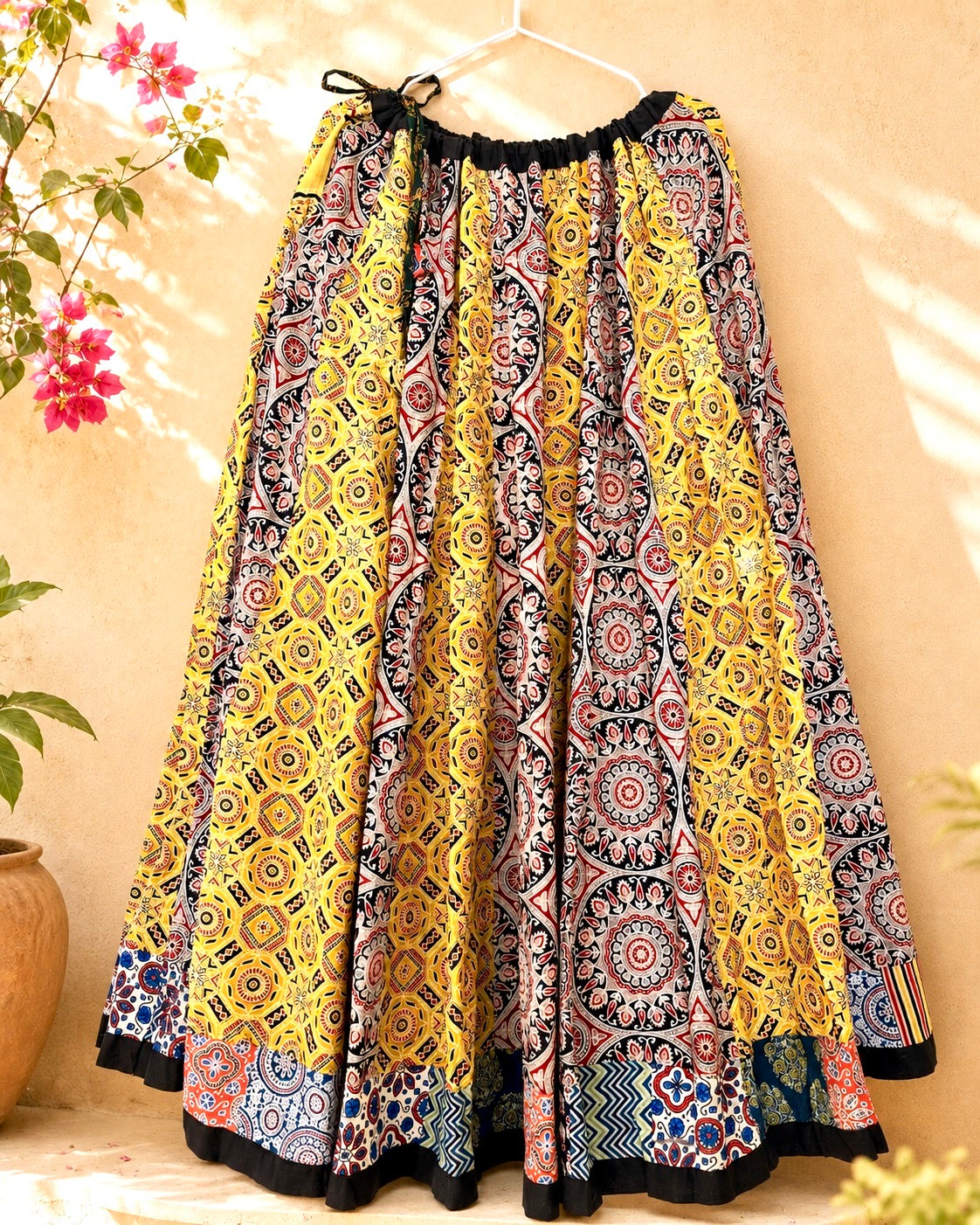 🌻Navrang ~ Marigold Ajrakh Skirt and Dupatta Set