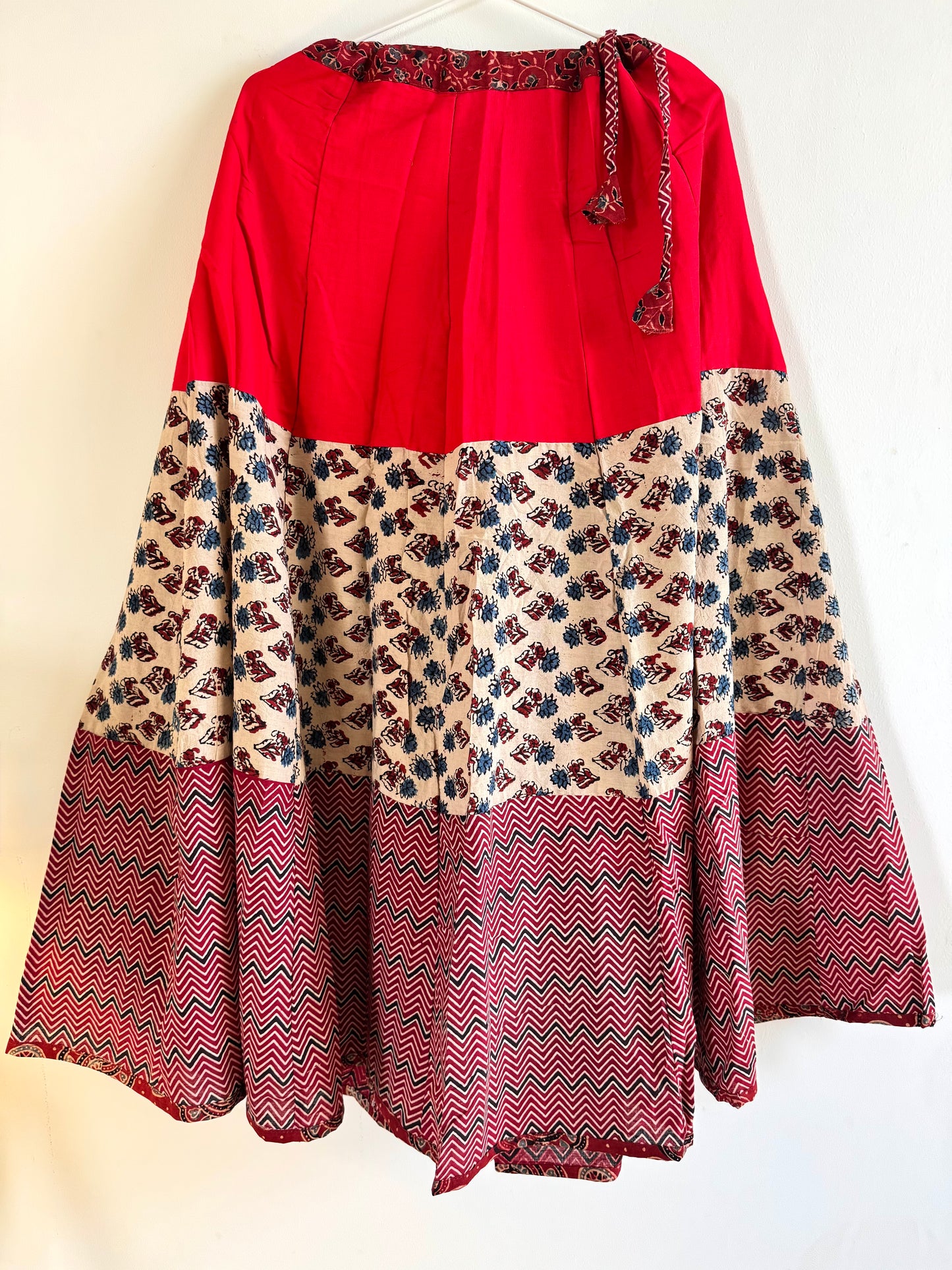 🌻Navrang ~ Ajrakh Handcrafted Lehengas ~ Cherry Red