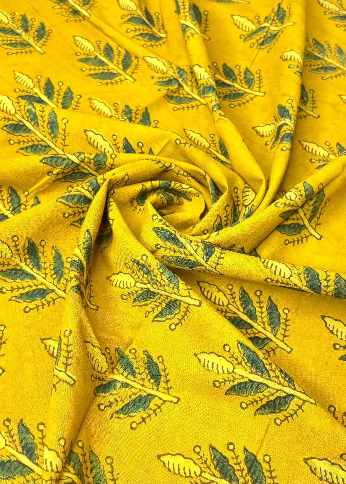 Mustard Yellow Cotton Ajrakh Fabric