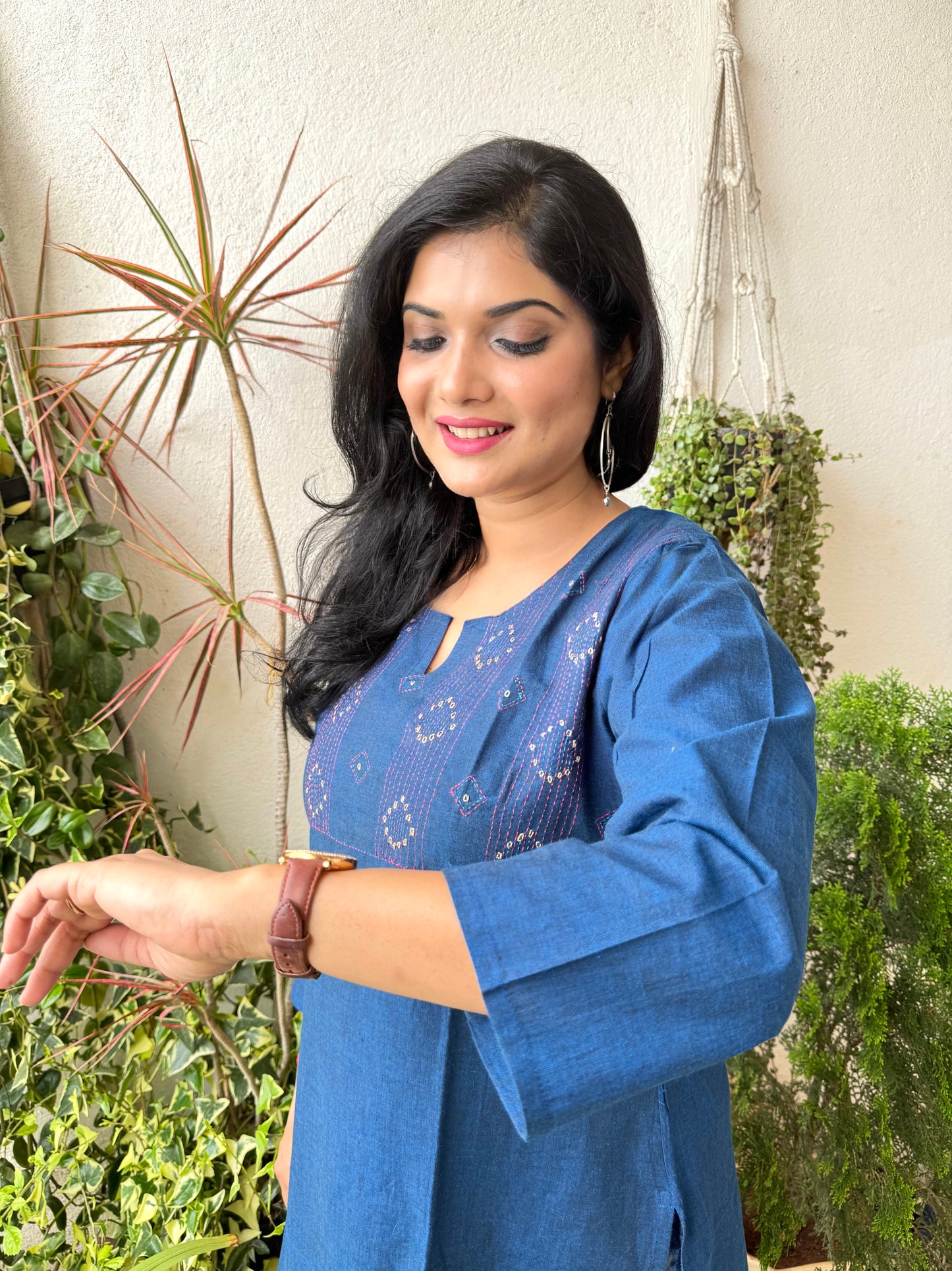 Masakali ~ Cotton Embroidered Kurti, Navy Blue 💙