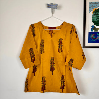 Goldfinch - Deep yellow Ajrakh Kurti