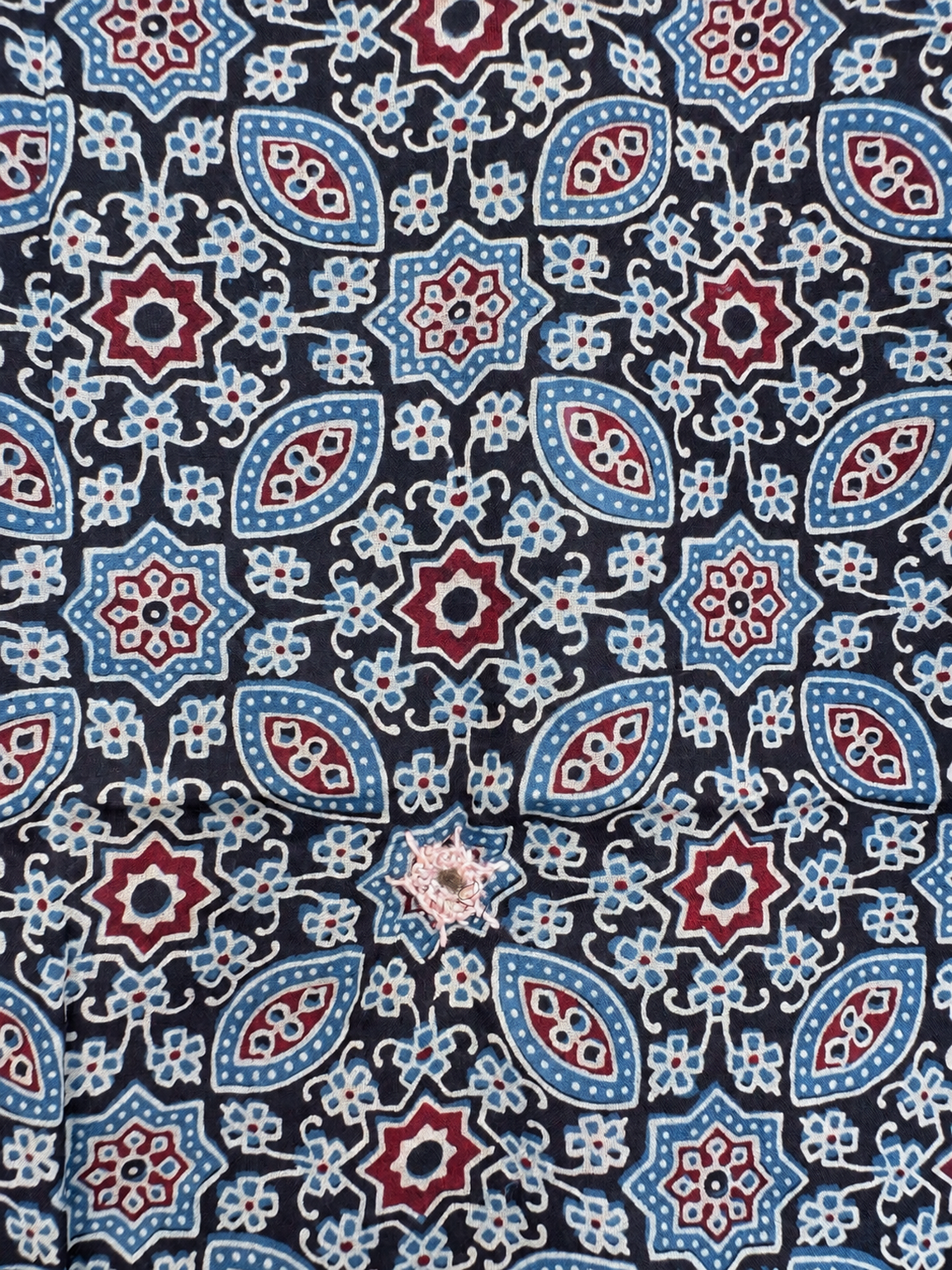 Rangrez🔅Ajrakh Mulmul Dupattas with Embroidery ~ Indigo Flowers