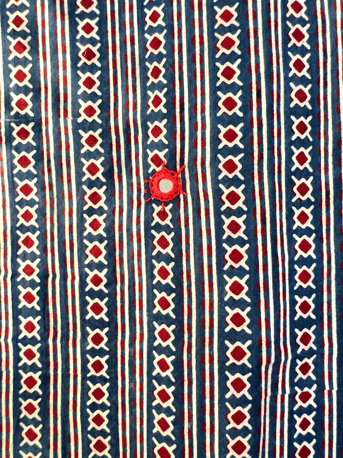 Rangrez🔅Ajrakh Mulmul Dupattas with Embroidery ~ Indigo Leher