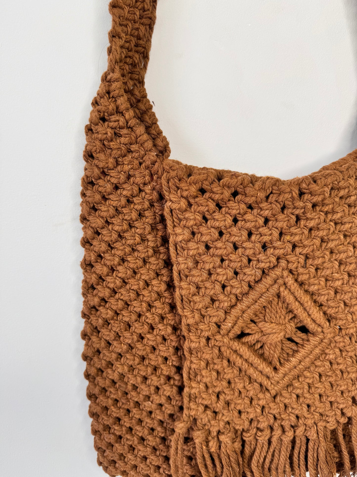 Macrame Crossbody Bag - Chocolate Brown