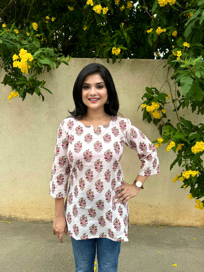 Cherry Blossom - Powder Pink Handblock Kurti