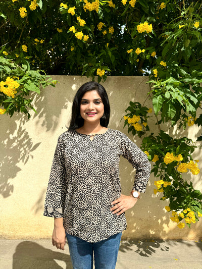 Nebula - Black Handblock Kurti