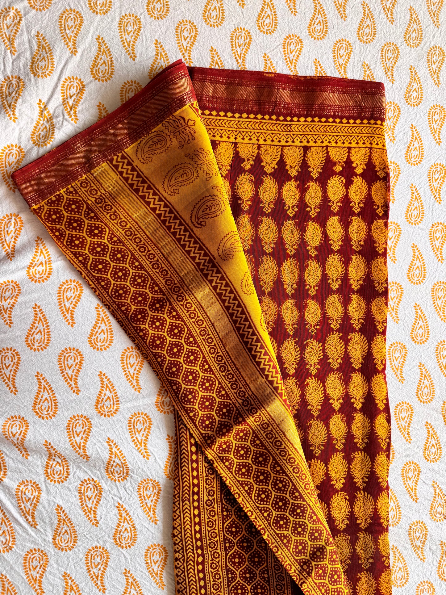 Mustard Field - Yellow Maheshwari Saree