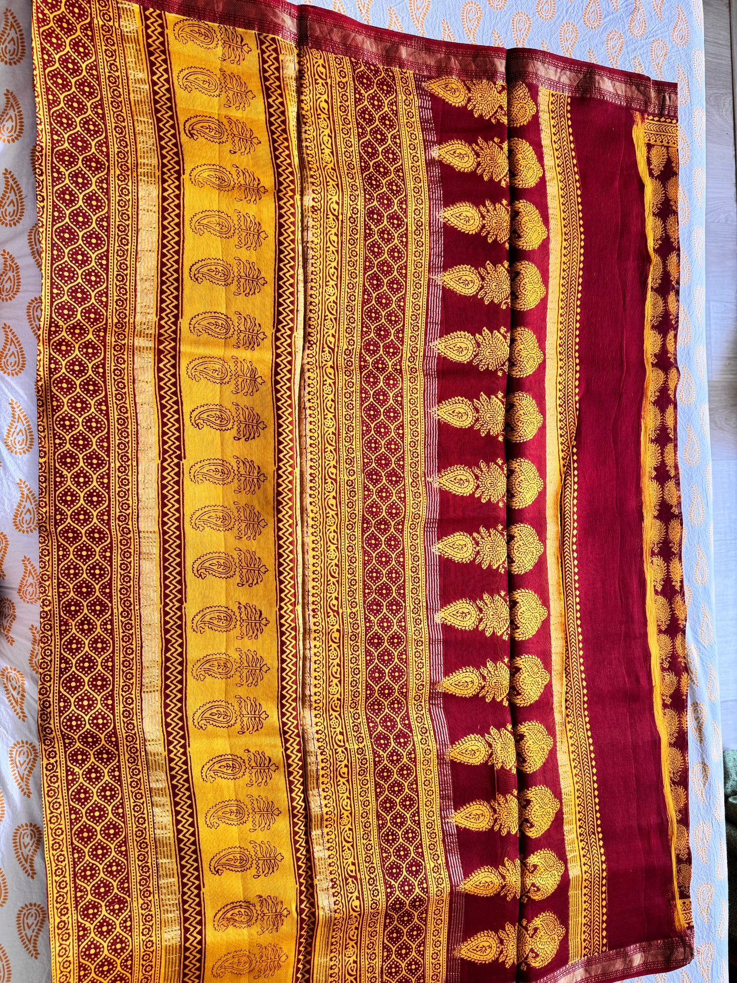 Mustard Field - Yellow Maheshwari Saree