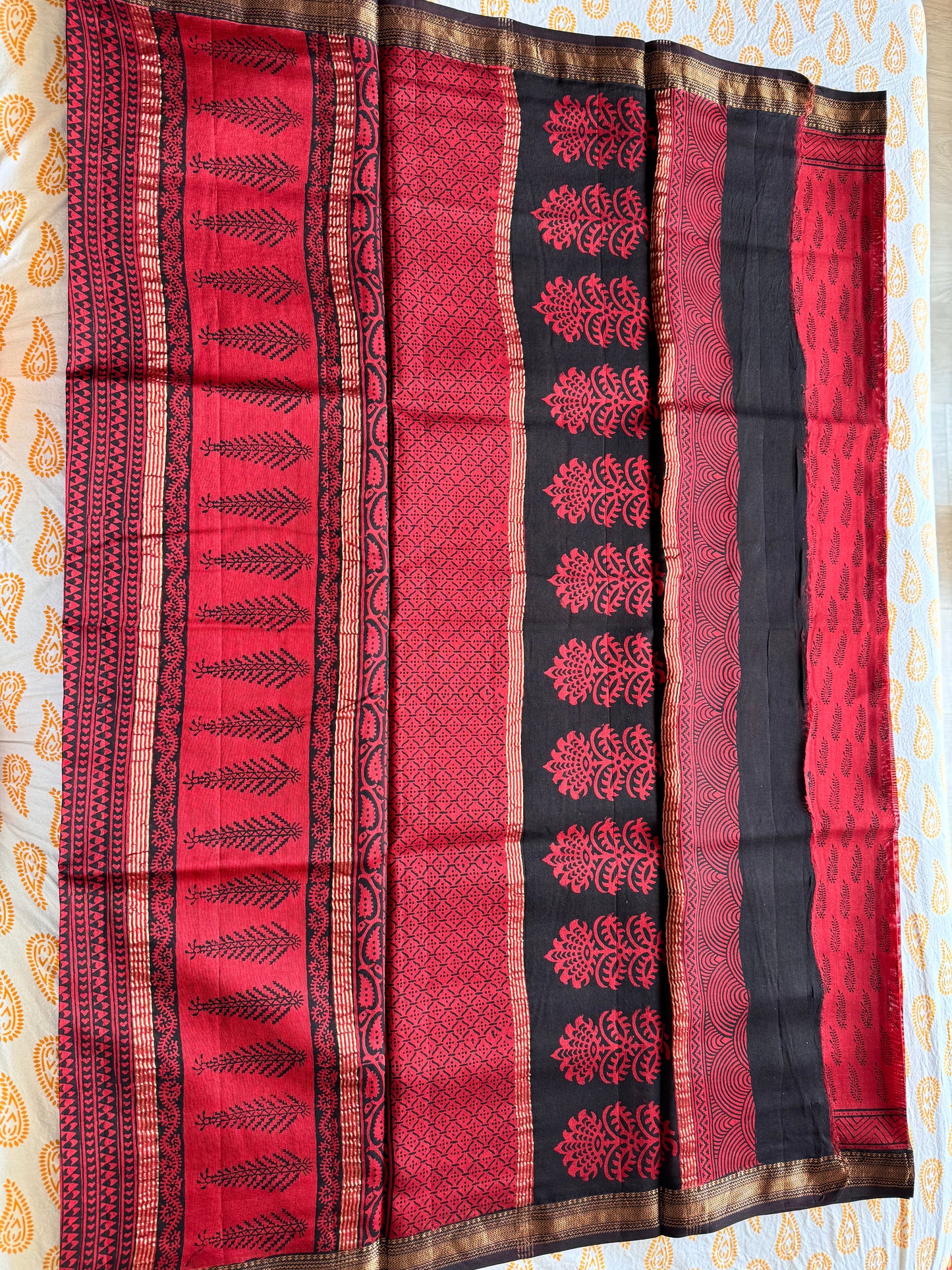 Scarlet Sweetheart - Red Maheshwari Saree