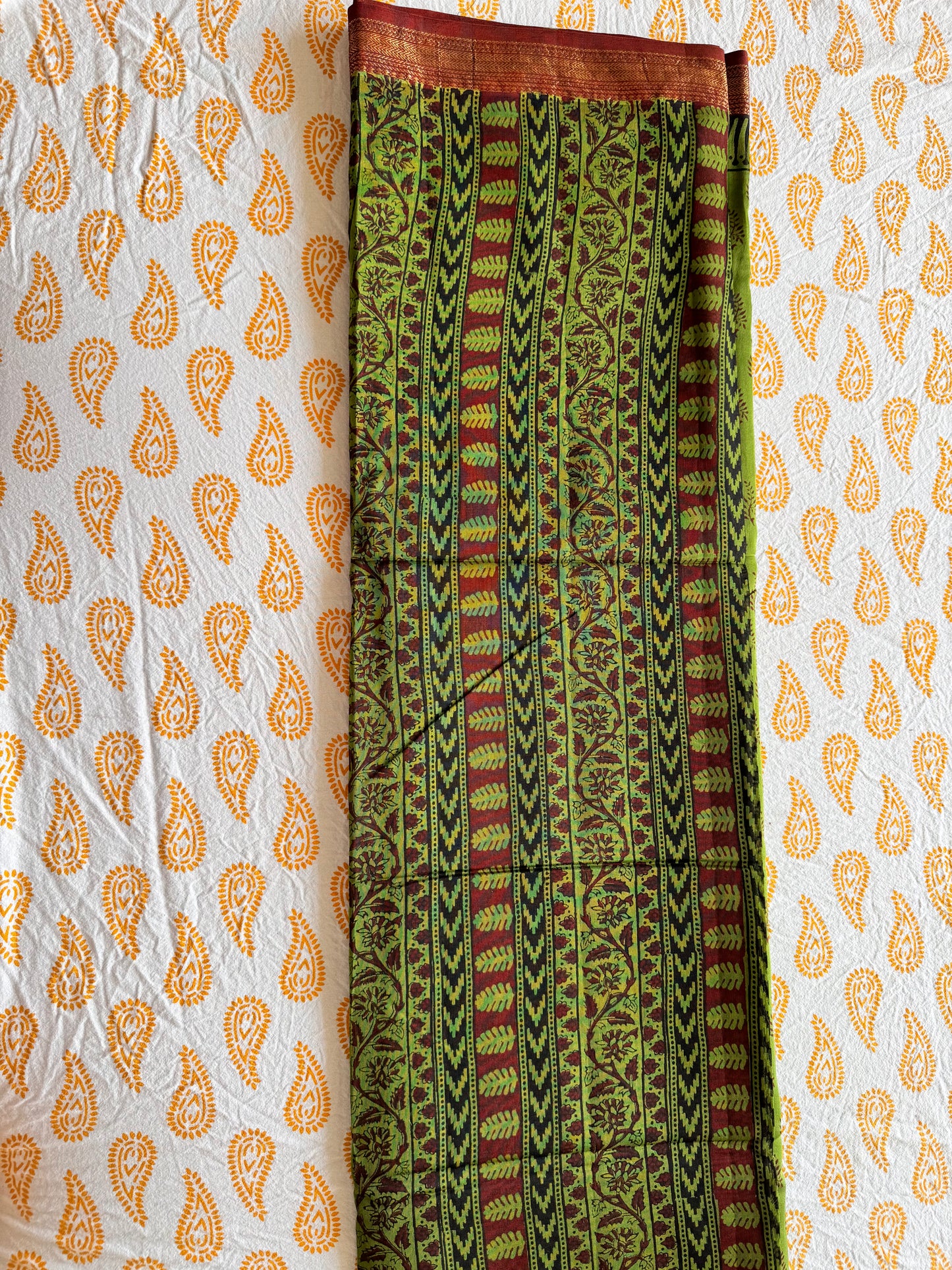 Forest Fern - Green Maheshwari Saree