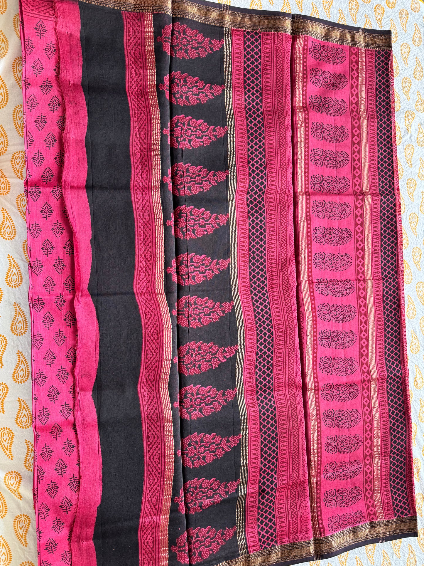 Flamingo Grace - Pink Maheshwari Saree