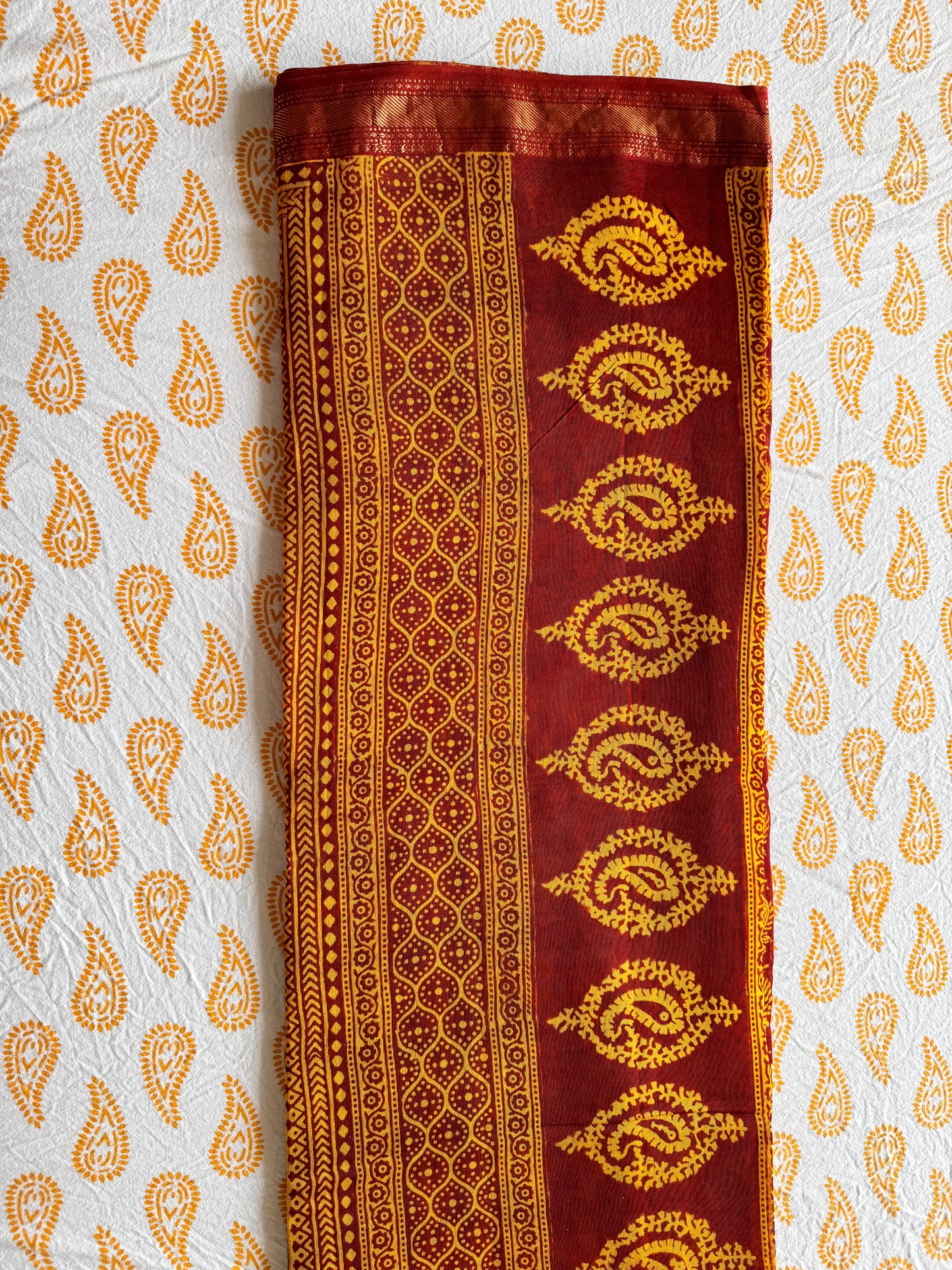 Mustard Field - Yellow Maheshwari Saree