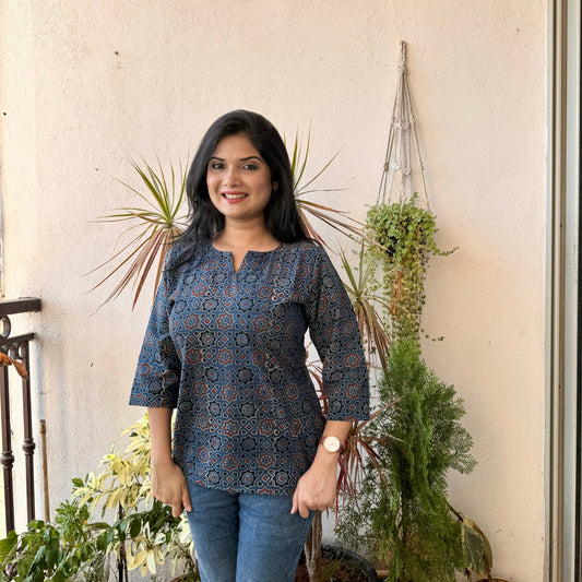 Stardust - Blue Ajrakh Kurti