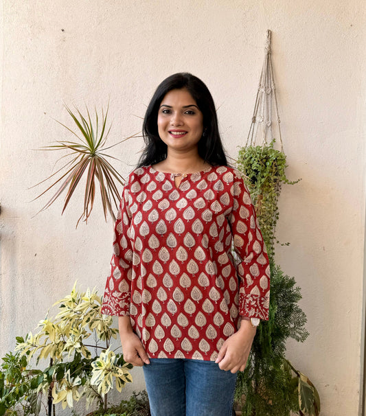 Ruby - Red Sanganeri Kurti