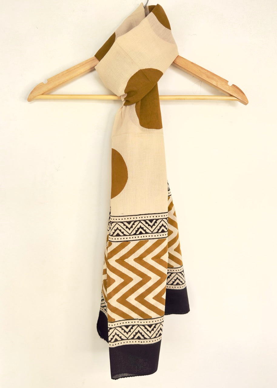 Raag 🪷 Mulmul Cotton Stoles ~  Polka ~ French Beige