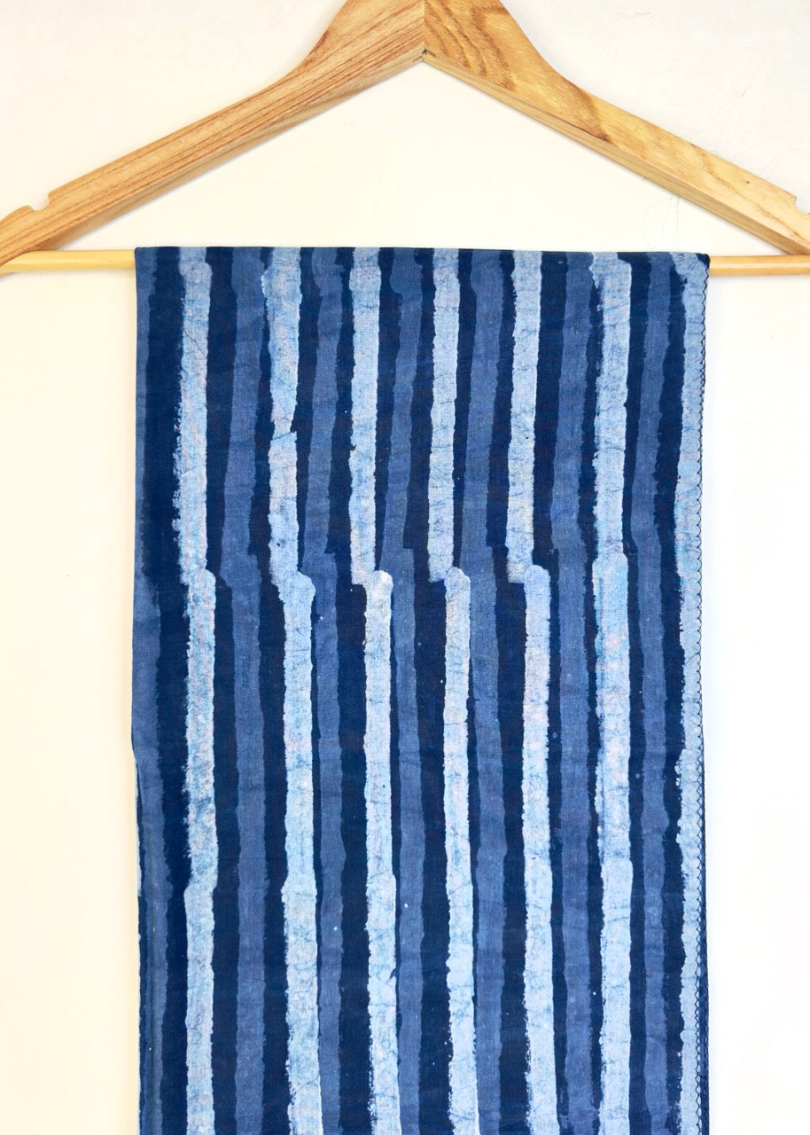 Raag 🪷 Mulmul Cotton Stoles ~  Indigo Doodle