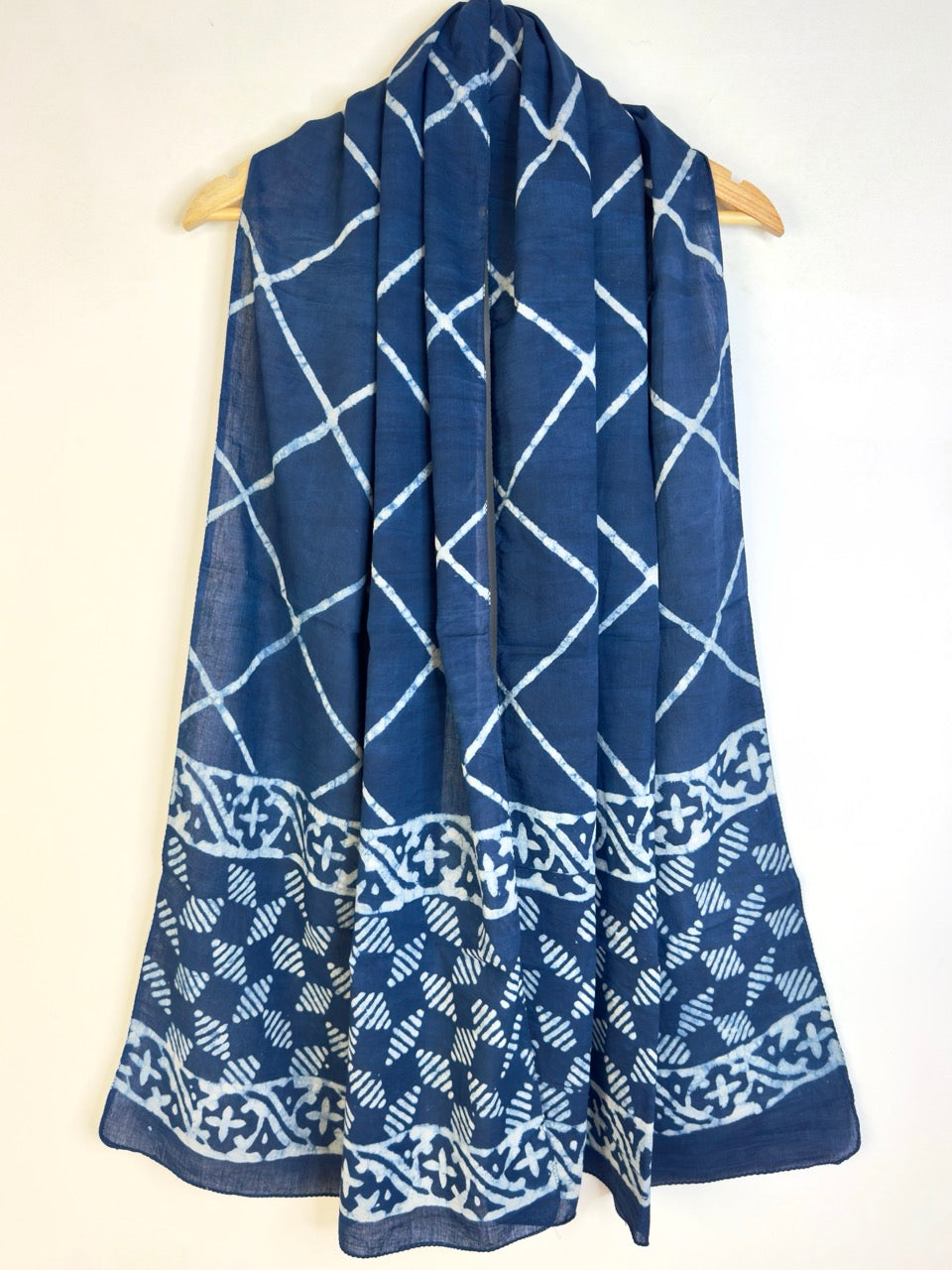 Raag 🪷 Mulmul Cotton Stoles ~  Indigo Striped