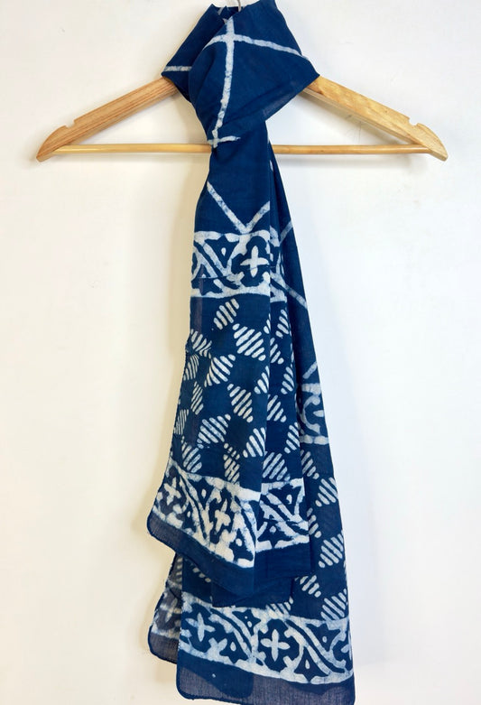 Raag 🪷 Mulmul Cotton Stoles ~  Indigo Striped