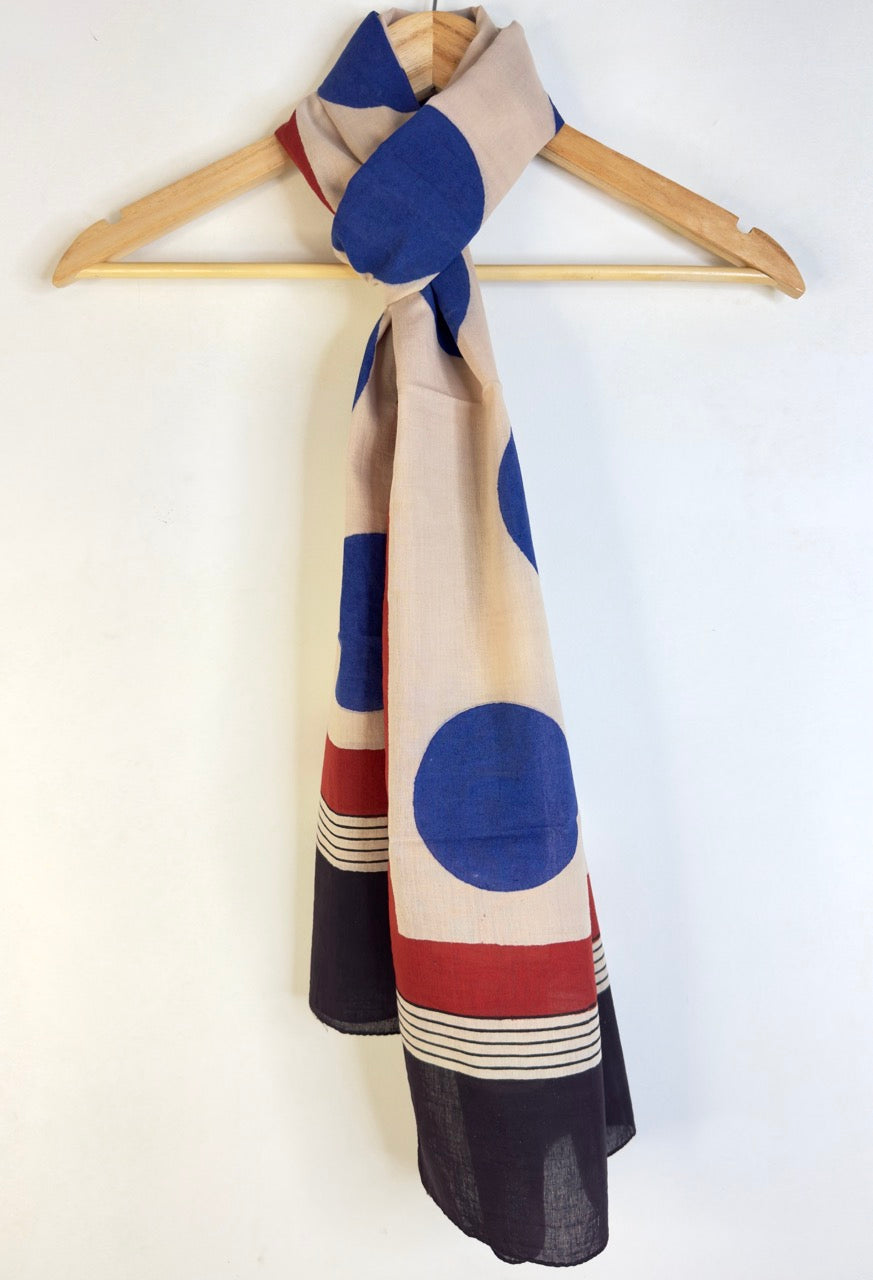 Raag 🪷 Mulmul Cotton Stoles ~ Polka ~ Blue & Red