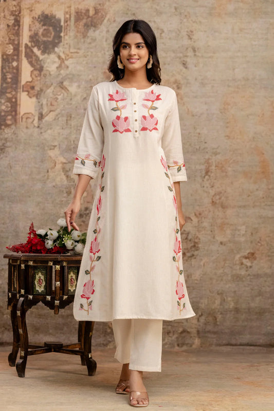 Saanjh 𓂃 ོ☼𓂃 Khadi Cotton Embroidered Cord Sets