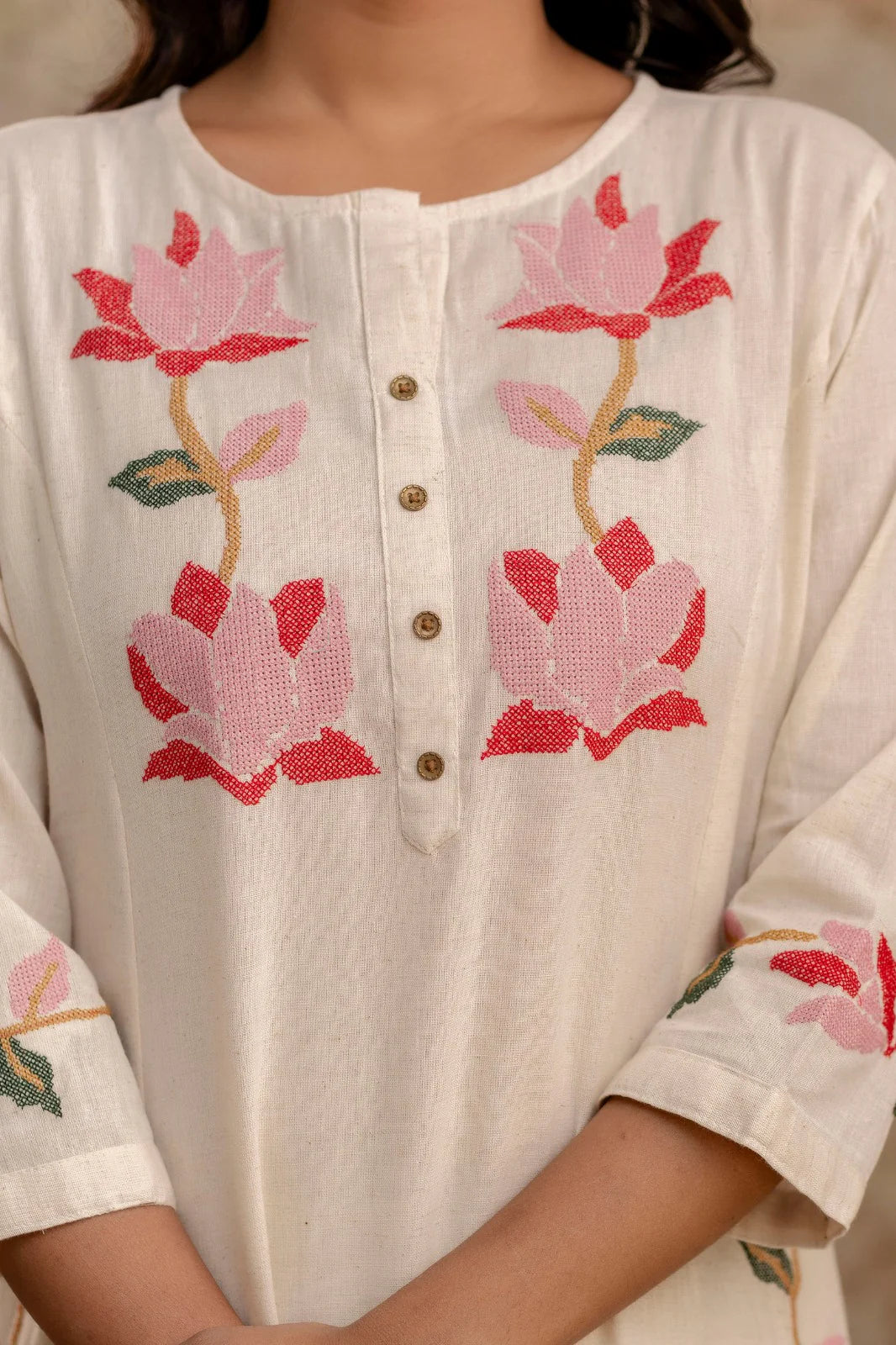 Saanjh 𓂃 ོ☼𓂃 Cotton Embroidered Cord Set ~ Pink